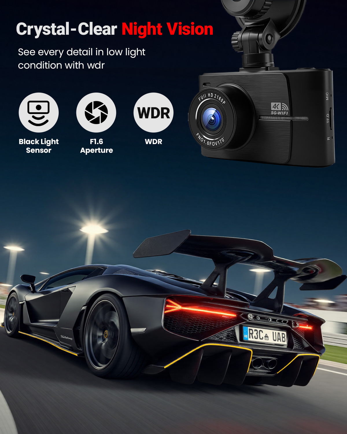 QCONTROL 4K Dash Cam Front and Rear, 4K+1080P Dual Channel Dash Camera for Cars, 5G WiFi Dashcam, Car Dash Cam with 3” IPS Screen, 170° Wide Angle, Night Vision, Parking Mode, G-Sensor, 64GB Card